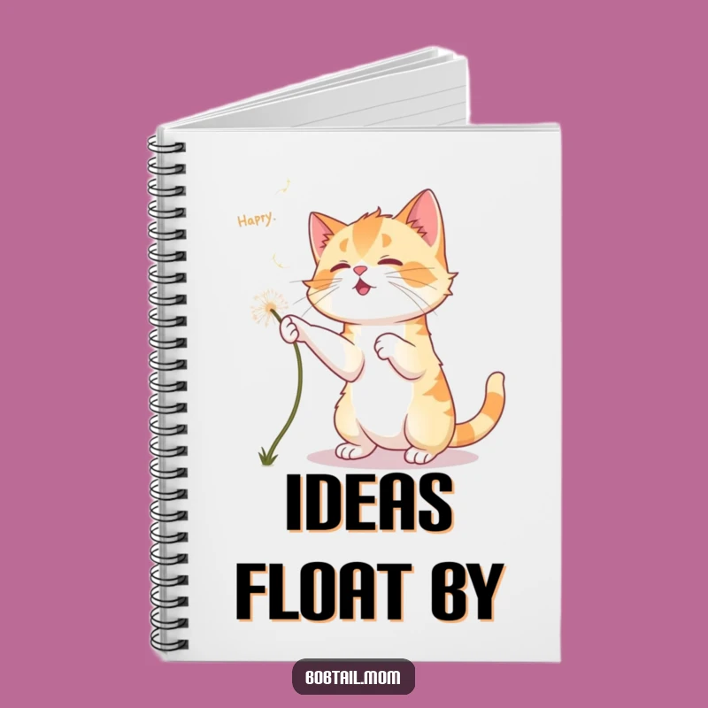 Funny Bobtail Cat Dandelion Notebook: Journal Your Thoughts with Playful Pursuit
