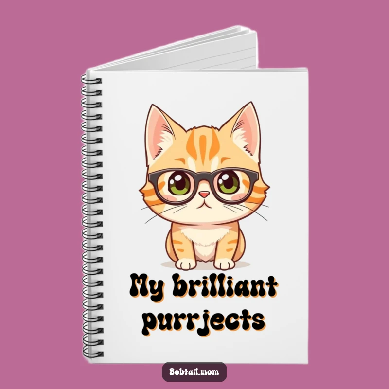 Funny Bobtail Cat Glasses Notebook: Curious Ideas Journal Gift