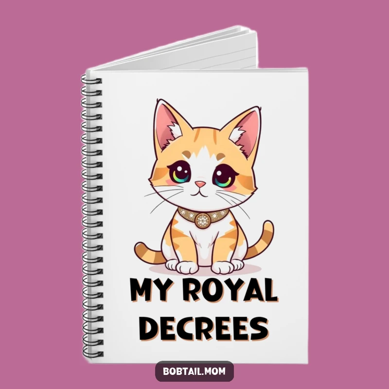 Funny Bobtail Cat Sparkly Notebook - Journal Your Regal Thoughts