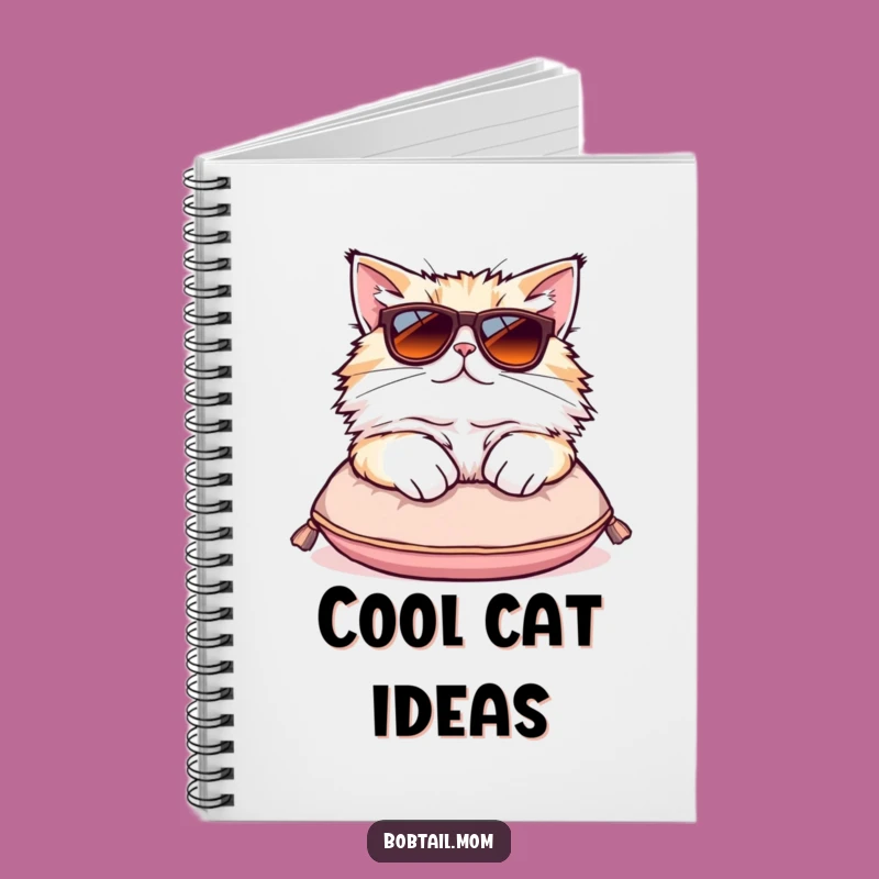 Funny Bobtail Cat Sunglasses Notebook - Jot Down Cool Ideas Gift