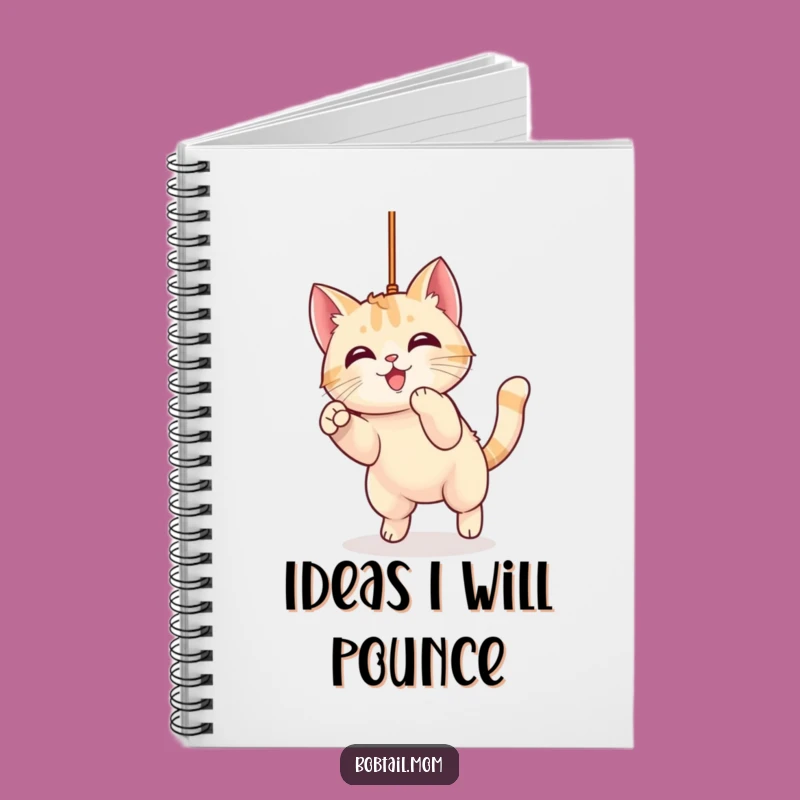 Funny Kawaii Bobtail Cat Pouncing Notebook: Jot Down Ideas with Humor