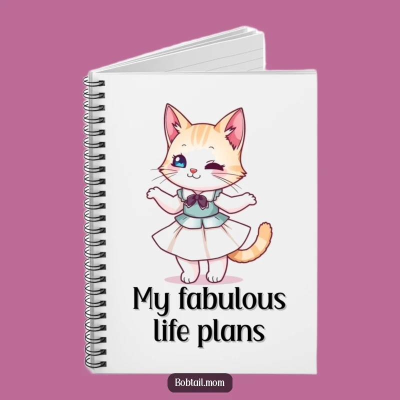 Funny Bobtail Cat Dress Twirl Notebook: Journal Your Thoughts with Feline Grace