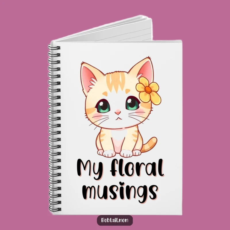 Funny Bobtail Cat Flower Notebook: Jot Down Curious Thoughts in Style