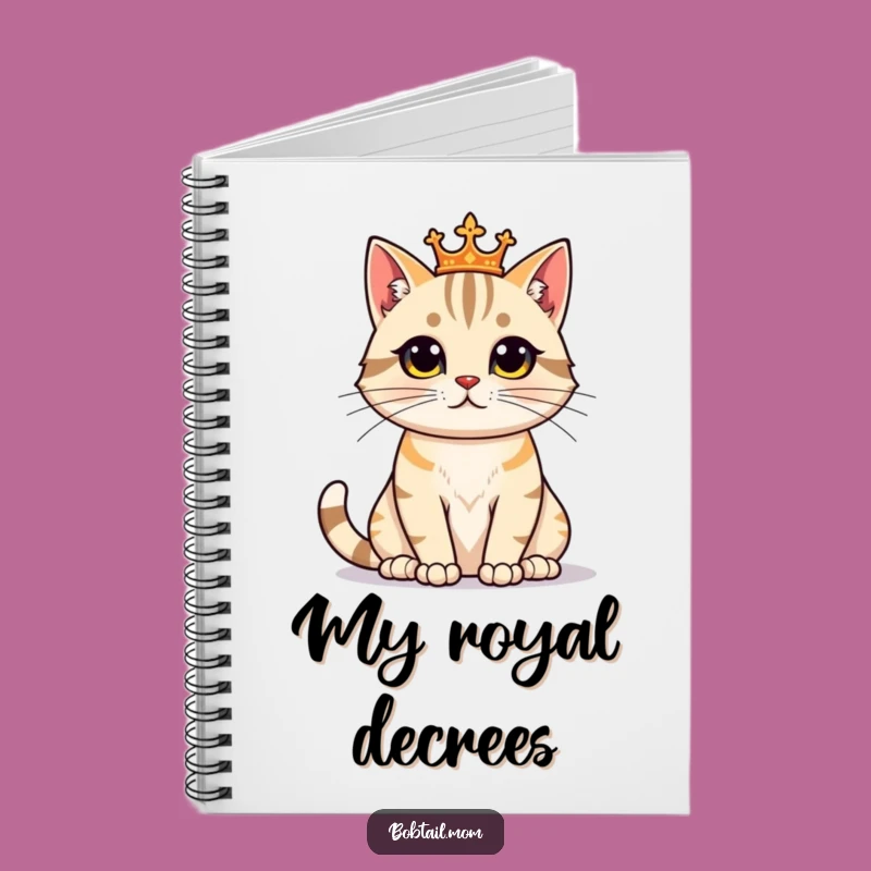 Funny Bobtail Cat Regal Notebook: Journal Proud Feline Thoughts, Perfect Funny Gift