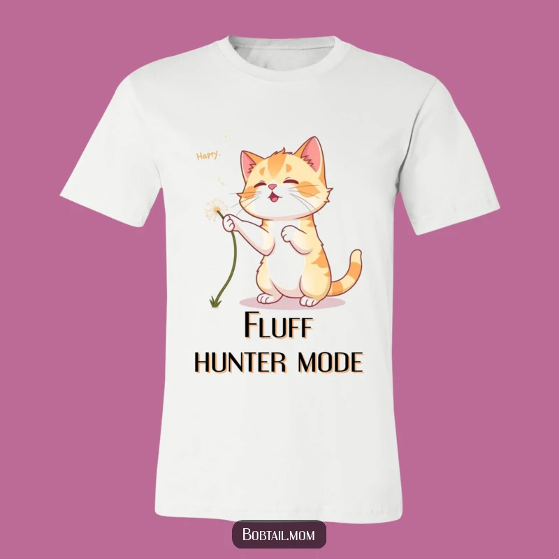 Funny Bobtail Cat Dandelion T-Shirt: Playful Pursuit of Joyful Moments