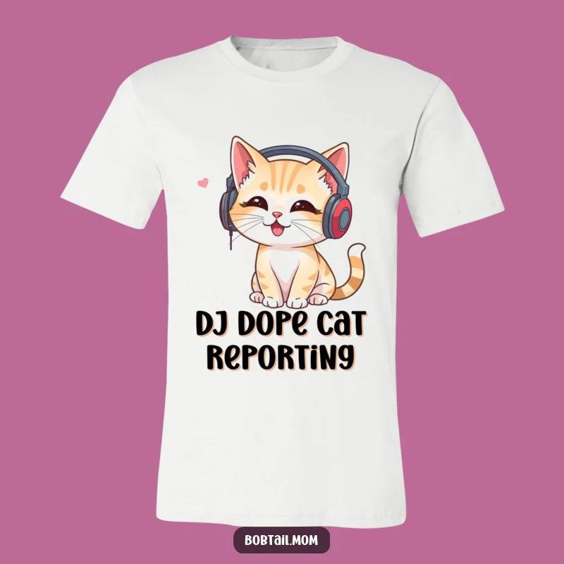 Funny Bobtail Cat Headphones T-Shirt: Wear Your Love for Music