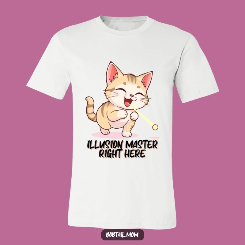Funny Bobtail Cat T-Shirt: Delighted Kitty Laser Chase, Hilarious Pet Lover Gift Tee