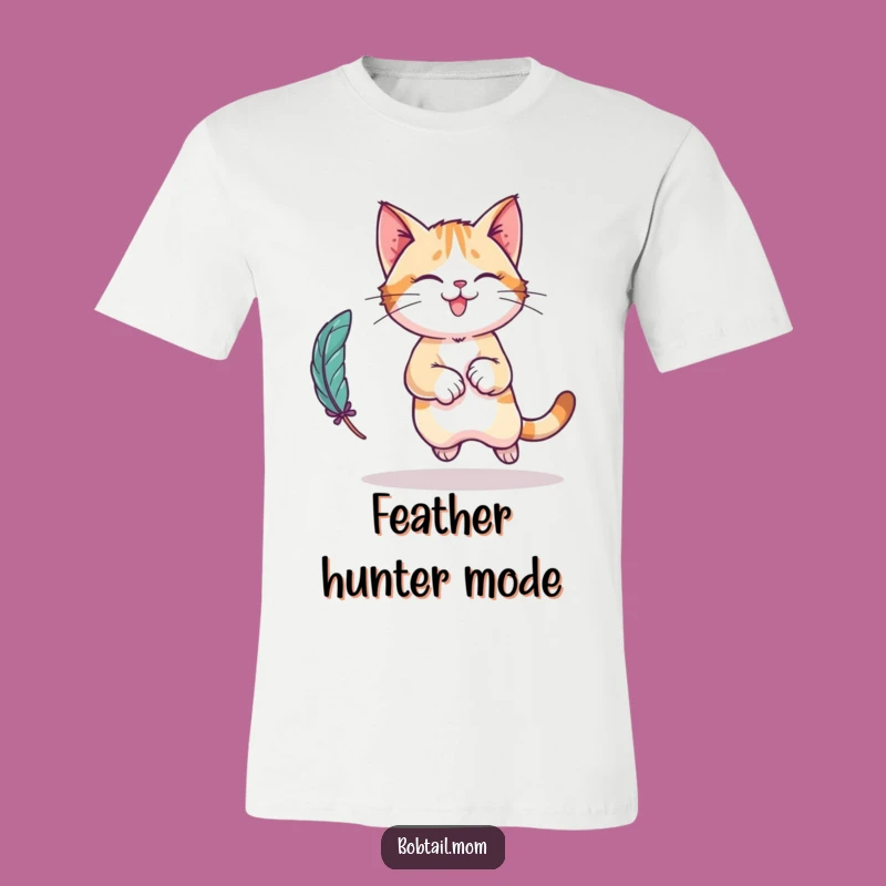 Funny Bobtail Cat T-Shirt: Playful Leap Character Tee, Cat Lover Gift