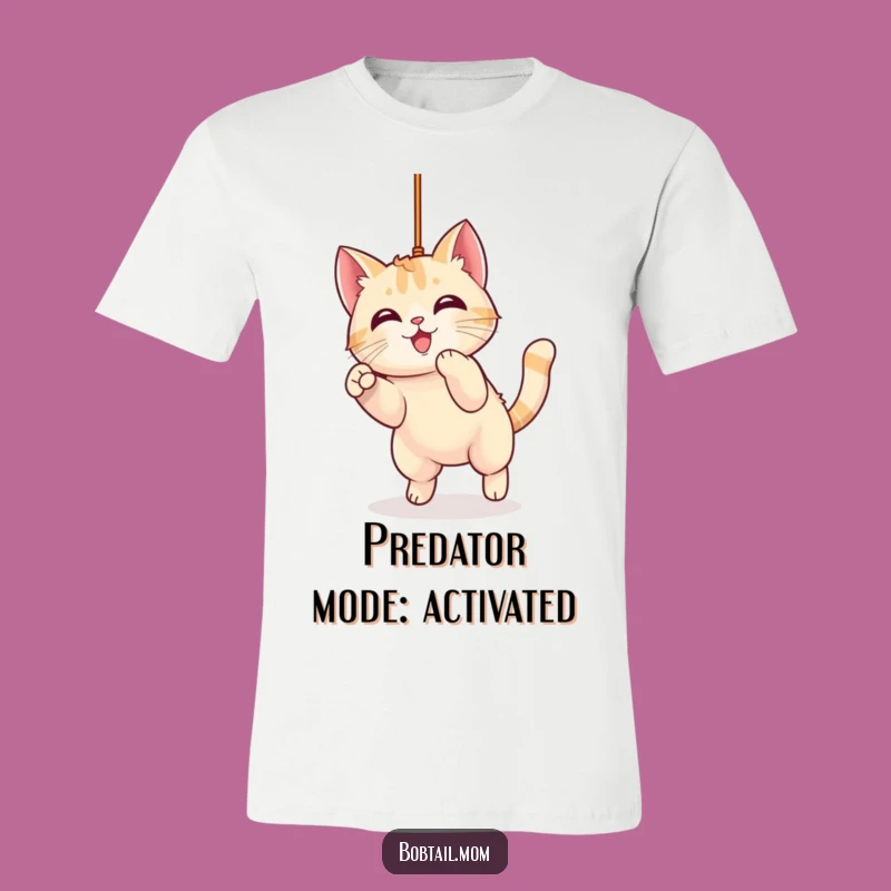 Funny Kawaii Bobtail Cat Pouncing T-Shirt: Playful and Cute Cat Tee