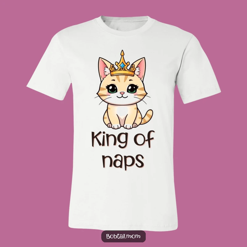 Funny Majestic Bobtail Cat King T-Shirt: Rule with Feline Charm!