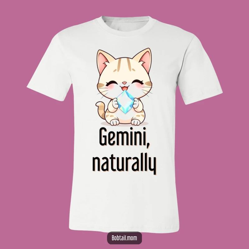 Funny Bobtail Cat Gem T-Shirt: Wear Your Happiness with Sparkling Feline Style