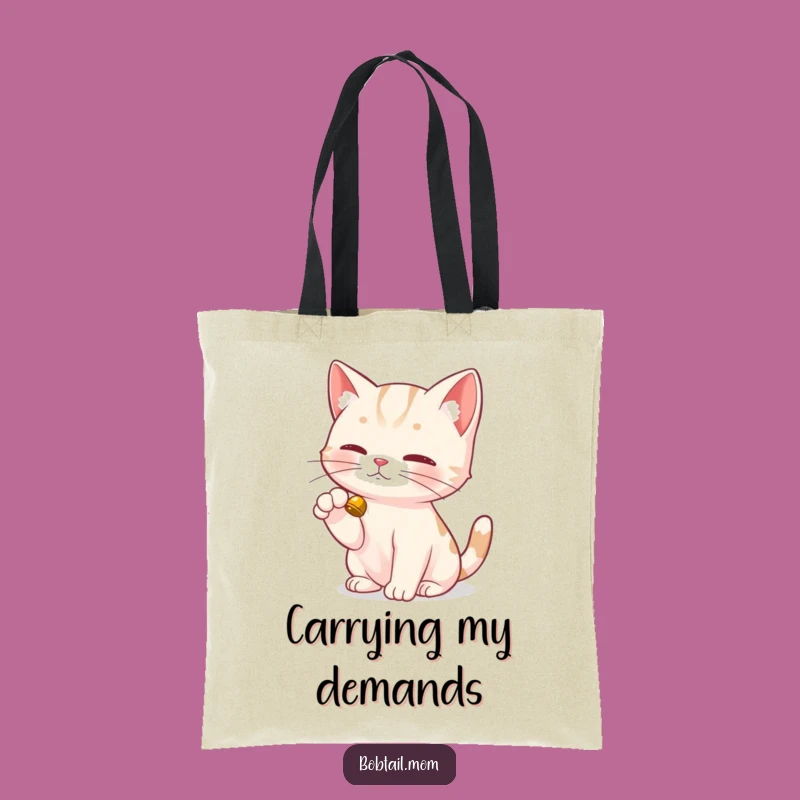 Funny Bobtail Cat Tote Bag: Dainty Paw Bell Design, Practical Fun