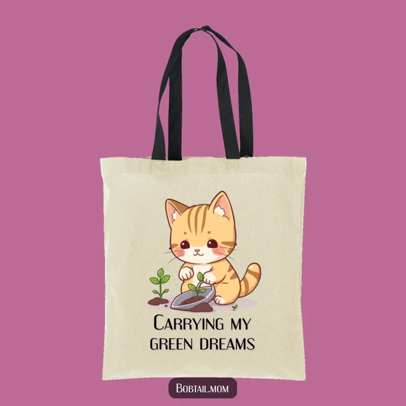 Funny Gardening Cat Bobtail Tote Bag - Cute Funny Gift for Errands