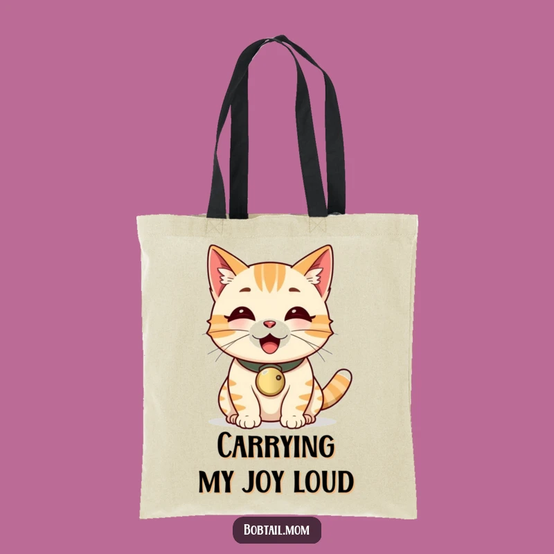 Funny Bobtail Cat Bell Collar Purr Tote Bag - Carry Your Joyful Vibes