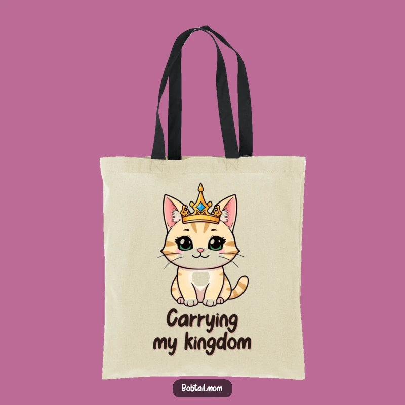 Funny Majestic Bobtail Cat King Tote Bag: Carry Your Kingdom!