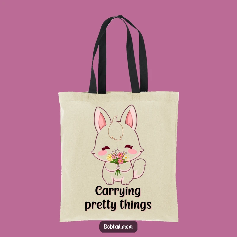 Funny Shy Bobtail Flower Tote Bag: Carry Kindness, a Hilarious Everyday Accessory