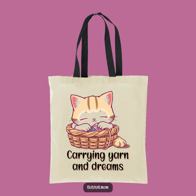 Funny Bobtail Cat Knitting Tote Bag: Carry Your Projects and Peace