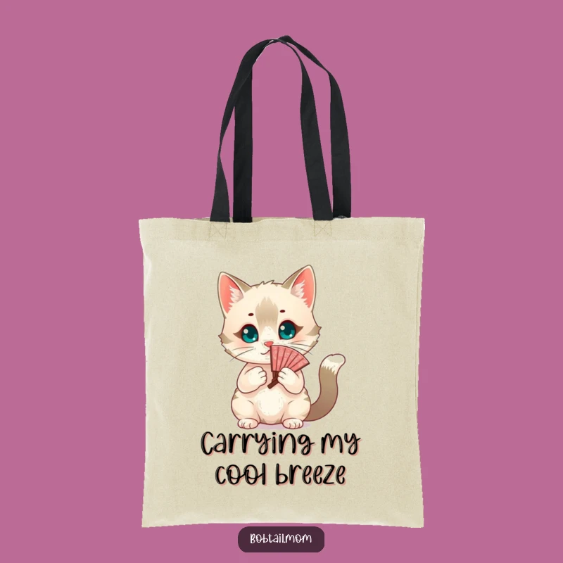 Funny Bobtail Cat Fanning Tote Bag: Carry Your Style and Your Coolness