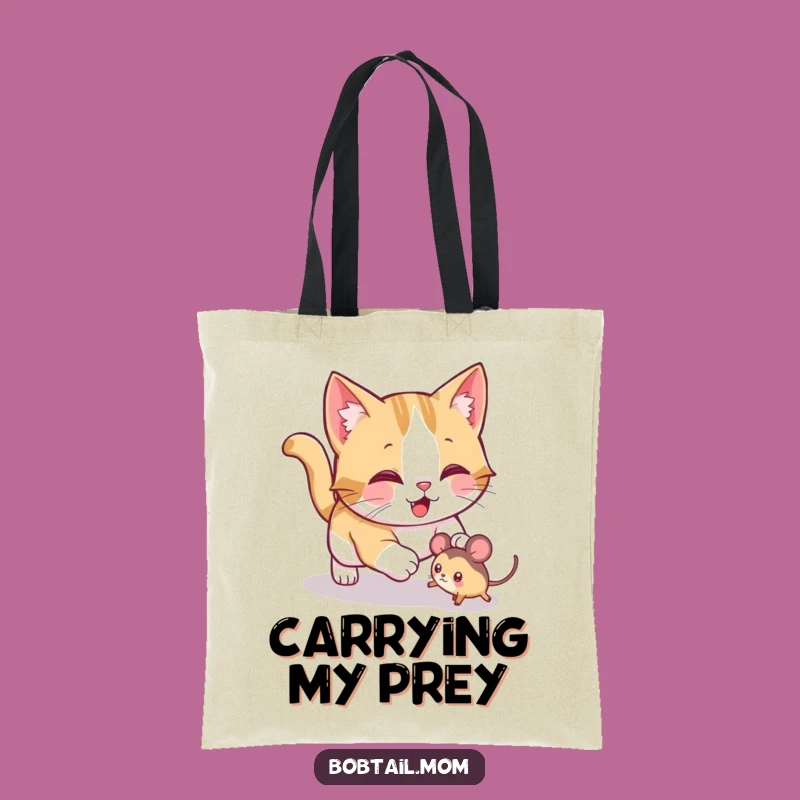 Funny Bobtail Cat Pounce Tote Bag: Carry Playfulness with a Hunter Design Gift