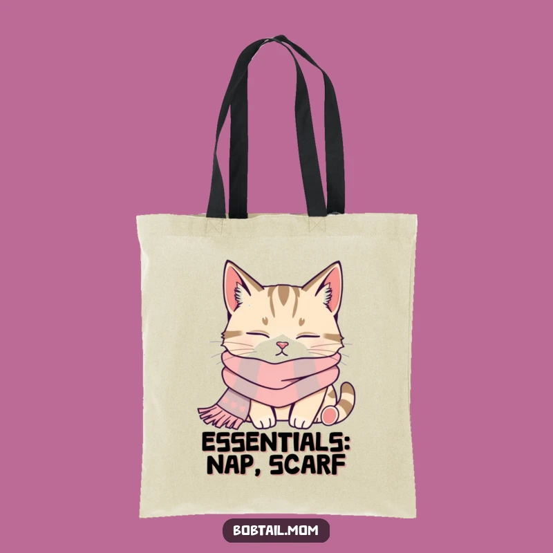 Funny Bobtail Cat Scarf Tote Bag: Cozy Nap Companion Gift