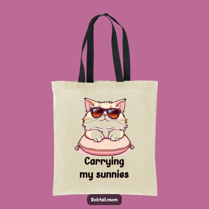 Funny Bobtail Cat Sunglasses Tote Bag - Chic Kitty Accessory Gift