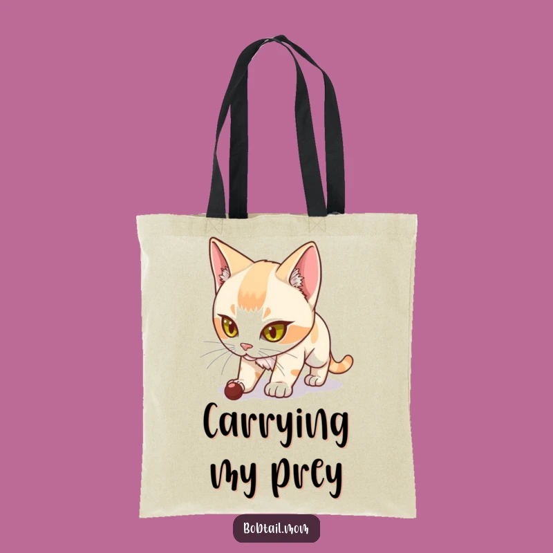 Funny Bobtail Cat Tote Bag: Determined Stalker Design, Practical & Humorous