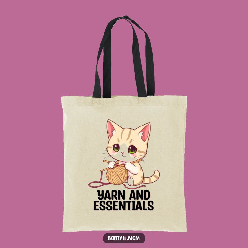 Funny Knitting Cat Tote Bag: Carry Your Yarn in Style