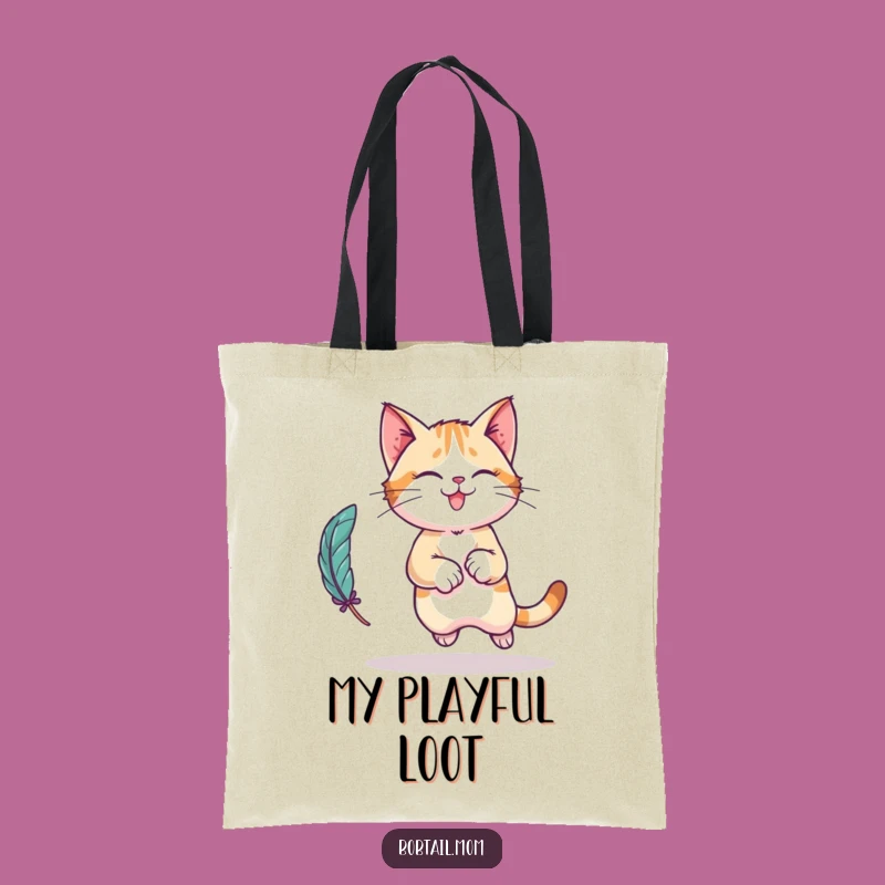 Funny Bobtail Cat Tote Bag: Playful Leap Character Bag, Cat Gift